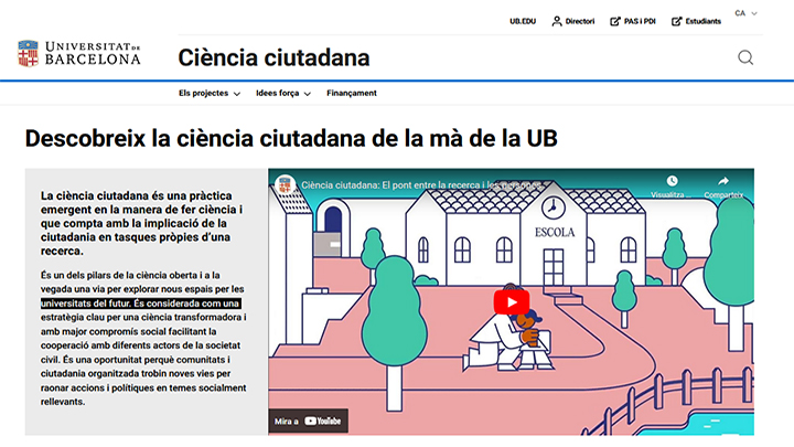 The University of Barcelona opens a website on citizen science training