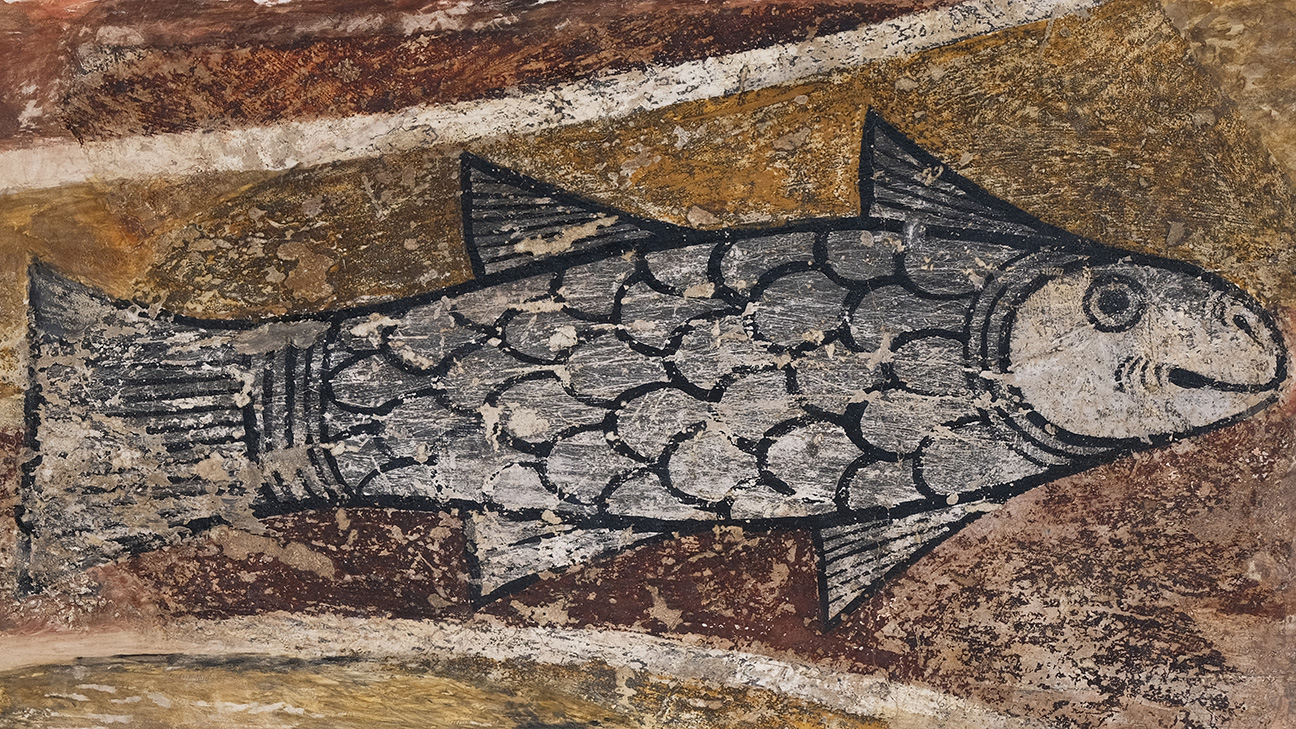 Símbol cristià d’un peix de Sant Llorenç d’Isavarre. Foto: Juan Antonio Olañeta