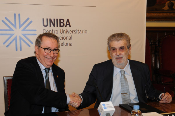 El rector de la UB, Dídac Ramírez, i el president del Grup Planeta, José Manuel Lara.
