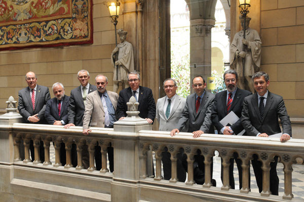 Els rectors de les universitats públiques i privades, al Rectorat de la Universitat de Barcelona.