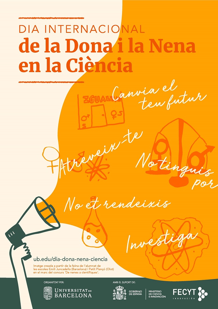 Poster for the 2-11 at the University of Barcelona, made with the drawings and texts by primary school students. 