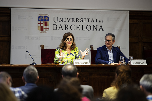 La presidenta de la CDED, María del Mar Marcos i Alexander Hasgall, cap del Council for Doctoral Education (CDE) de l’Associació Europea d’Universitats (EUA).