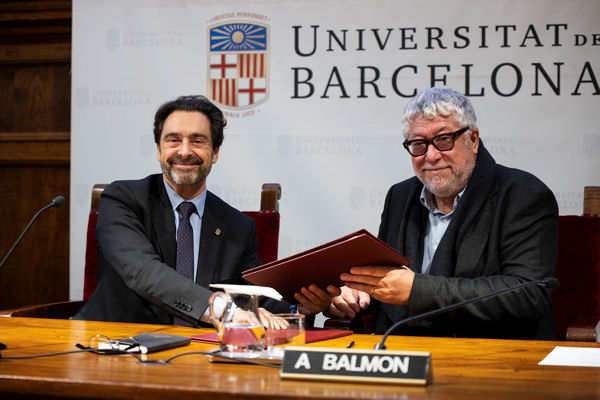The rector of the UB, Joan Guàrdia and the mayor of Cornellà, Antonio Balmón.