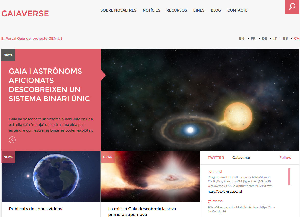 Gaiaverse és un portal web multilingüe sobre la missió Gaia.