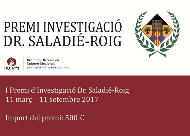 La creació del premi ha estat possible gràcies a la iniciativa i l’aportació econòmica de Josep Maria Saladié-Roig.