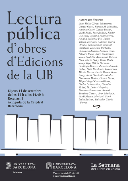 Edicions de la UB serà present als estands 40-41 de la Setmana del Llibre en Català.