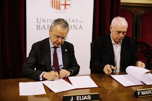 El rector de la UB, Joan Elias, i el president de la Reial Societat Matemàtica d’Espanya (RSME), Francisco Marcellán.