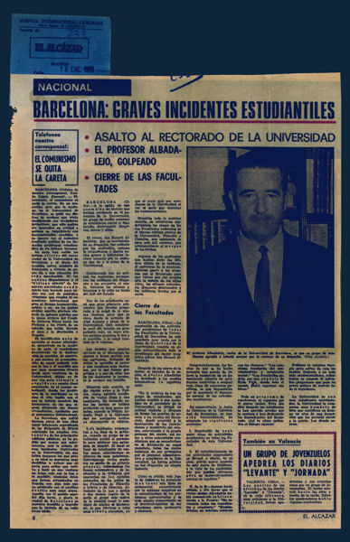 Retall de premsa del diari <i>El Alcázar de Madrid </i> el 18 de gener de 1969.
