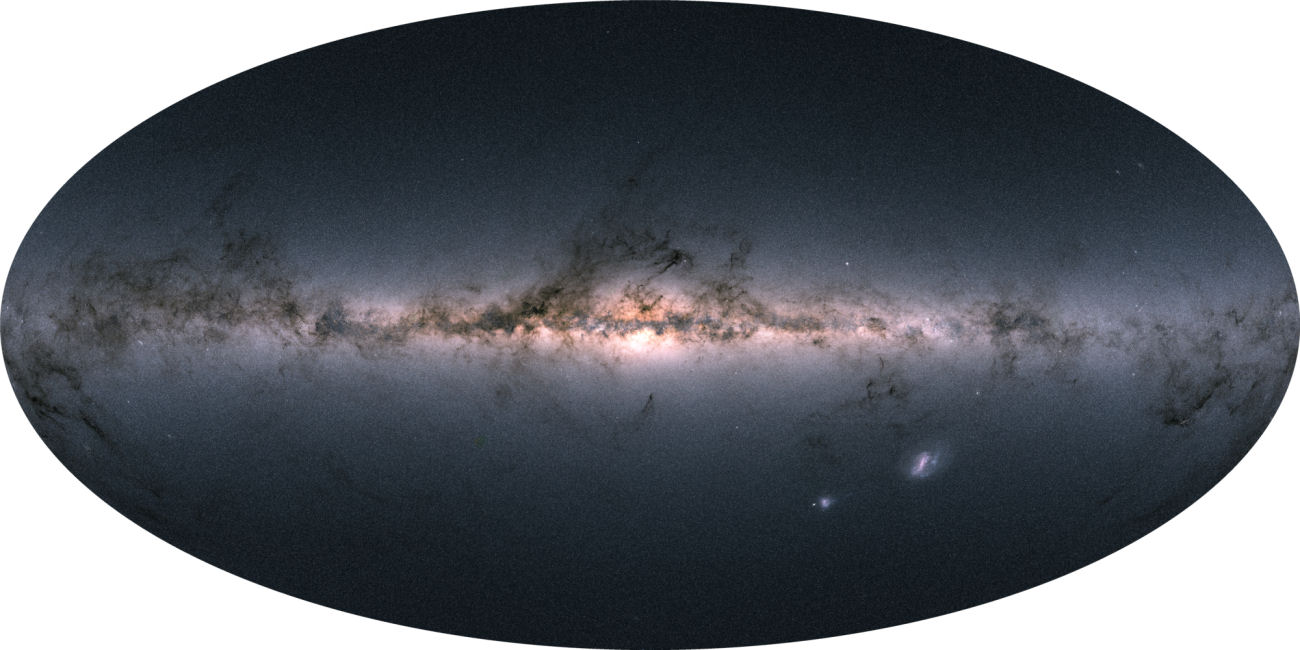 El mapa mostra la brillantor i el color de les estrelles observades amb el satèl·lit <i>Gaia</i> de lʼESA en cadascuna de les seccions de lʼespai entre el juliol del 2014 i el maig del 2016. Foto: ESA/Gaia/DPAC 