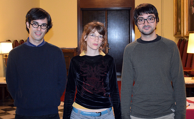 Els estudiants David Mesa, Helena Nadal i Marc Anglès, tres dels quatre guanyadors de les beques d’enguany.