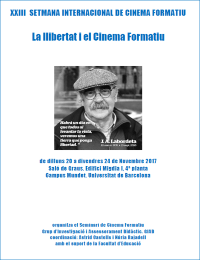 XXIII Setmana de Cinema Formatiu: «La llibertat i el cinema formatiu»