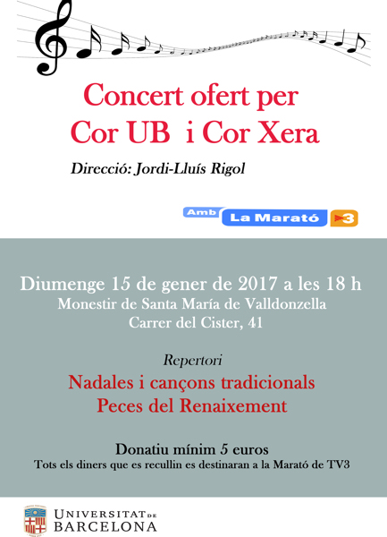 Concert del Cor de la Universitat de Barceloan i Cor Xera a benefici de la Marató