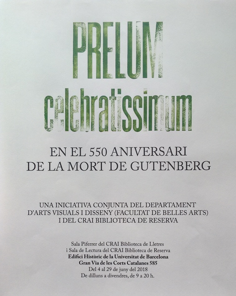 Exposició: «Praelum celebratissimum en el 550 aniversari de la mort de Gutenberg» 