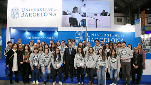 The University of Barcelona has a newly designed stand, with a strong presence of interactive technologies to facilitate personalized support and counselling. 
