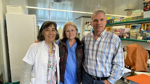 From left to right, the researchers of the Faculty of Medicine and Health Sciences of the UB (Bellvitge Campus) Maribel Miguel, Ingrid Möller and Joan Blasi.